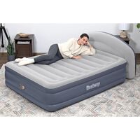 BESTWAY TriTech LoungeLux™ Headboard 229x152x84cm Twin Built-in AC pump, Φουσκωτό Στρώμα Ύπνου Διπλό με Κεφαλάρι & Εσωτερική Τρόμπα, 671BD