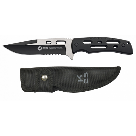 ΜΑΧΑΙΡΙ K25, Black knife/ Mixed blade with saw, 32608 ΜΑΧΑΙΡΙ K25, Black knife/ Mixed blade with saw, 32608