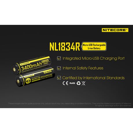 ΜΠΑΤΑΡΙΑ NITECORE 18650 / 3400mAh/Micro USB