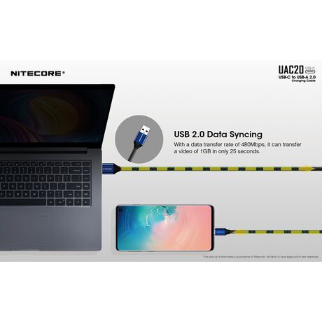 ΚΑΛΩΔΙΟ USB-C to USB-A 2.0, 3A,  NITECORE, UAC20