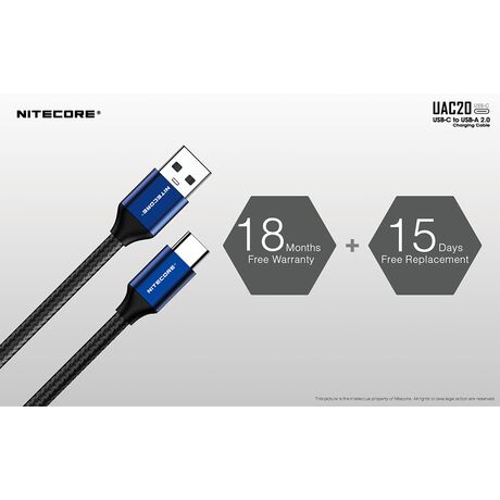 ΚΑΛΩΔΙΟ USB-C to USB-A 2.0, 3A,  NITECORE, UAC20