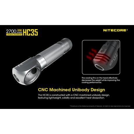 ΦΑΚΟΣ LED NITECORE HEADLAMP HC35, Rechargable 2700Lumens + 4000ma 21700 batt