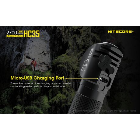 ΦΑΚΟΣ LED NITECORE HEADLAMP HC35, Rechargable 2700Lumens + 4000ma 21700 batt