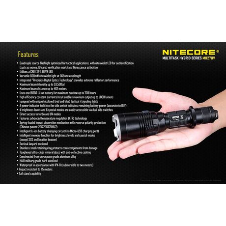 Φακός Led Nitecore Multi Task Hybrid MH27UV