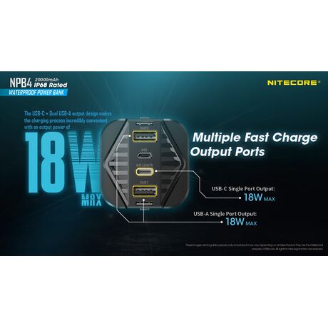 POWER BANK NITECORE NPB4, 20000ma, WaterProof, IP68