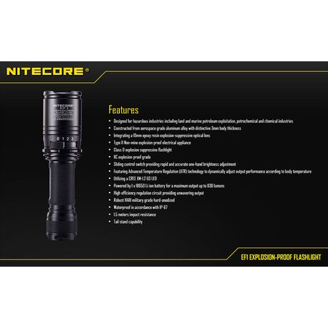 Φακός Χειρός Led Nitecore Explosion - Proof EF1