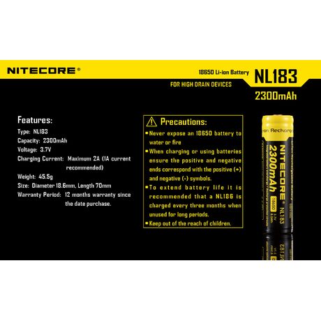 Μπαταρία Nitecore 18650 NL1823 2300mAh Μπαταρία Nitecore 18650 NL1823 2300mAh