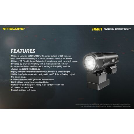 ΦΑΚΟΣ LED NITECORE HEADLAMP HM01, Tactical Helmet Light