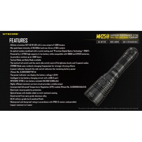 ΦΑΚΟΣ LED NITECORE MULTI TASK HYBRID MH25S,1800lumens