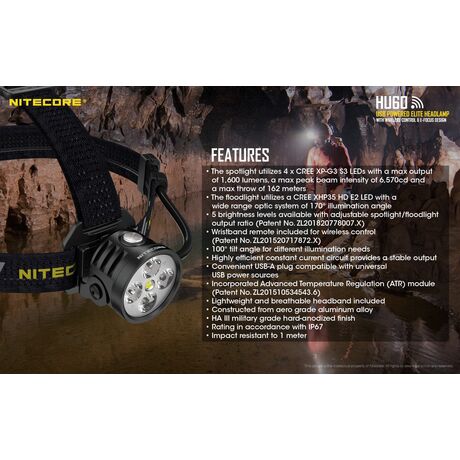 ΦΑΚΟΣ LED NITECORE HEADLAMP HU60, Κεφαλής