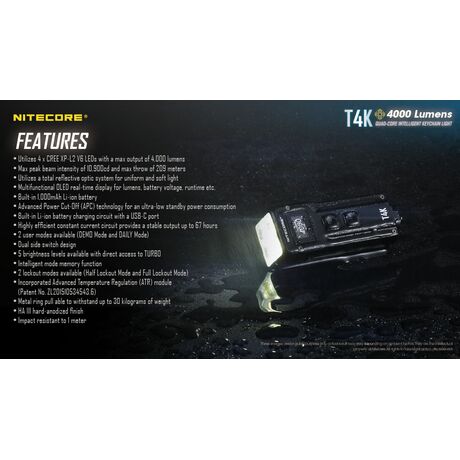 ΦΑΚΟΣ LED NITECORE T4K, 4000lumens