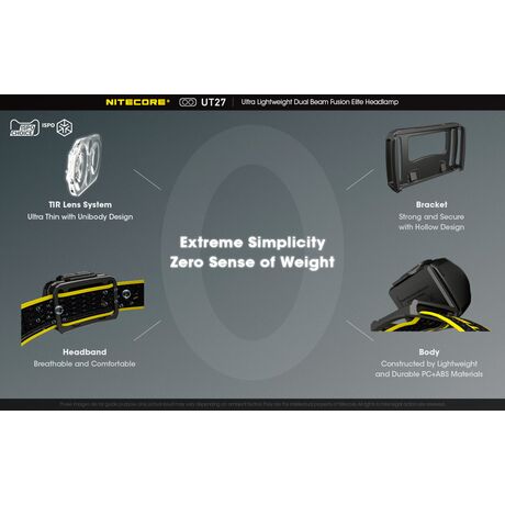 ΦΑΚΟΣ LED NITECORE HEADLAMP UT27 520Lumens + HBL1300Lion Battery