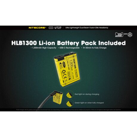 ΦΑΚΟΣ LED NITECORE HEADLAMP UT27 520Lumens + HBL1300Lion Battery