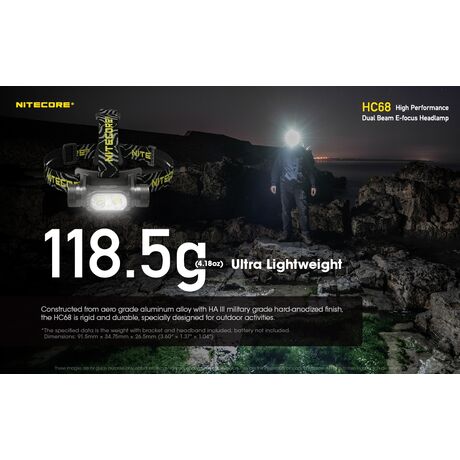 ΦΑΚΟΣ LED NITECORE HEADLAMP HC68, 2000 Lumens