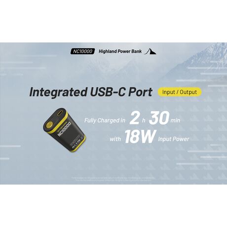 POWER BANK NITECORE NC10000+USB-C cable