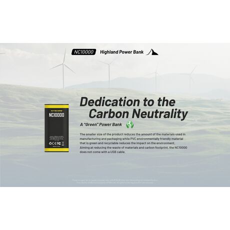 POWER BANK NITECORE NC10000+USB-C cable