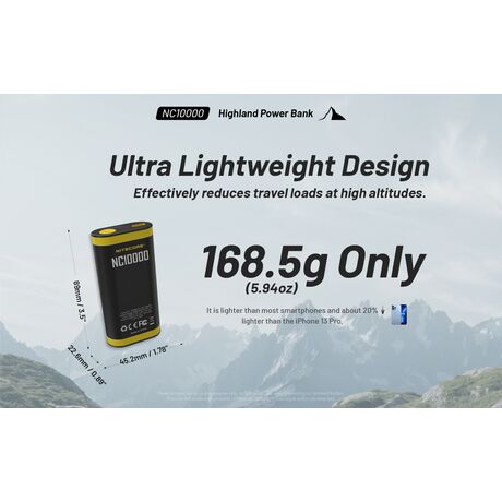 POWER BANK NITECORE NC10000+USB-C cable