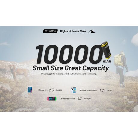 POWER BANK NITECORE NC10000+USB-C cable