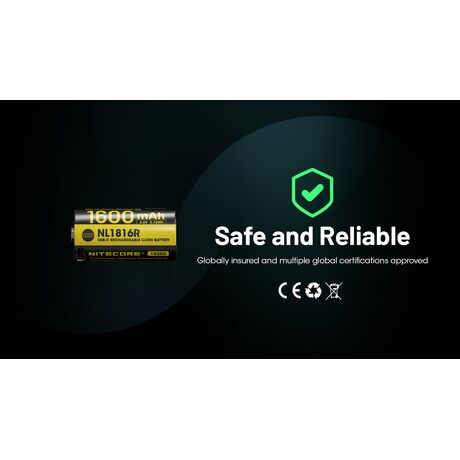 ΜΠΑΤΑΡΙΑ NITECORE NL1816R, 1600ma