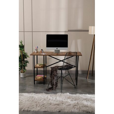 ΓΡΑΦΕΙΟ(PUNTO)ΜΕΤΑΛΛΙΚΟ ΜΕ ΕΠΙΦΑΝΕΙΑ ΜΕΛΑΜΙΝΗΣ 2ΡΑΦΙΑ ΧΡΩΜΑ ΜΑΥΡΟ-ΚΑΡΥΔΙ Μ.120*Π.60*Υ.75ΕΚ