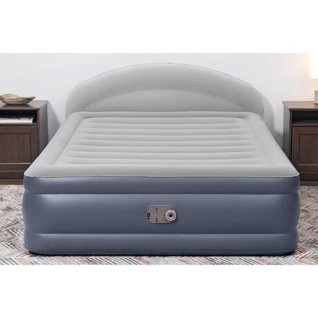 BESTWAY TriTech LoungeLux™ Headboard 229x152x84cm Twin Built-in AC pump, Φουσκωτό Στρώμα Ύπνου Διπλό με Κεφαλάρι & Εσωτερική Τρόμπα, 671BD