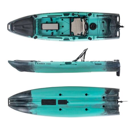 SCK Cargo 320 Μονοθέσιο Pedal Kayak ready με αλουμινίου κάθισμα και τιμονιέρα | Μαύρο-Τυρκουάζ