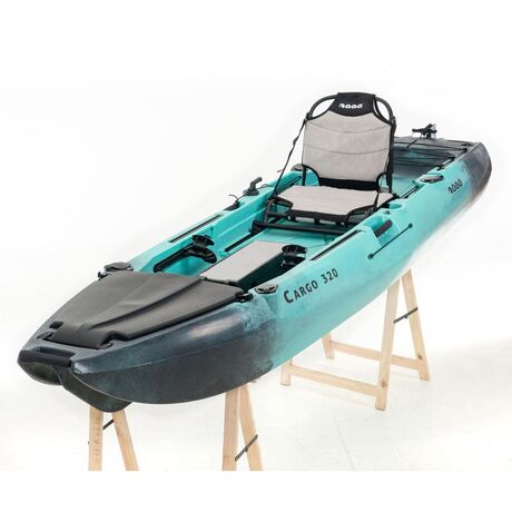 SCK Cargo 320 Μονοθέσιο Pedal Kayak ready με αλουμινίου κάθισμα και τιμονιέρα | Μαύρο-Τυρκουάζ