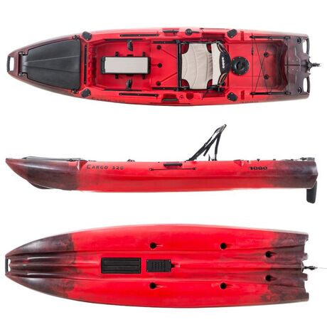 SCK Cargo 320 Μονοθέσιο Pedal Kayak ready με αλουμινίου κάθισμα και τιμονιέρα | Μαύρο-Κόκκινο