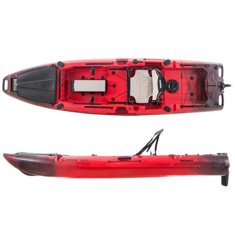 SCK Cargo 320 Μονοθέσιο Pedal Kayak ready με αλουμινίου κάθισμα και τιμονιέρα | Μαύρο-Κόκκινο