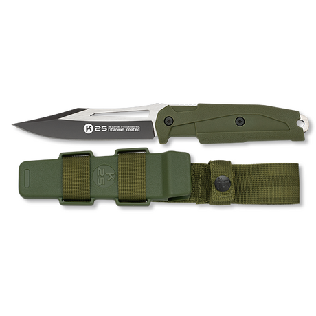 ΜΑΧΑΙΡΙ K25 tactical knife. Green rubber grip bl.11.5cm, 32758