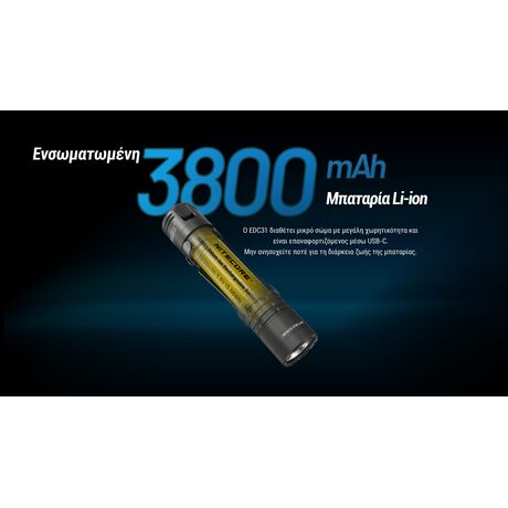 ΦΑΚΟΣ LED NITECORE EDC31, 3500Lumens, UHi LED