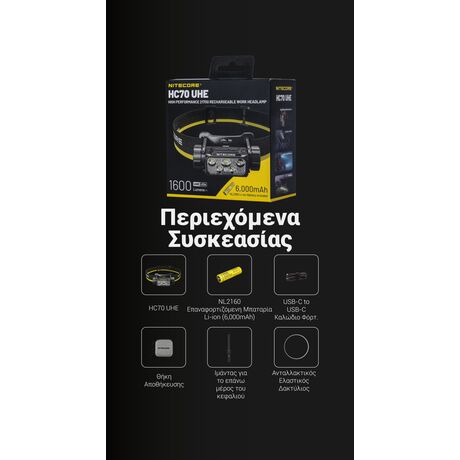 ΦΑΚΟΣ LED NITECORE HEADLAMP HC70 UHE, 1600 Lumens