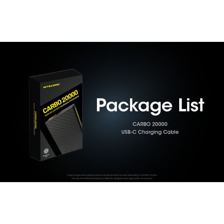 POWER BANK NITECORE CARBO 20000 Carbon Fiber, Fast Charge Output (77Wh)