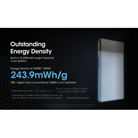 POWER BANK NITECORE CARBO 10000 Carbon Fiber, Fast Charge